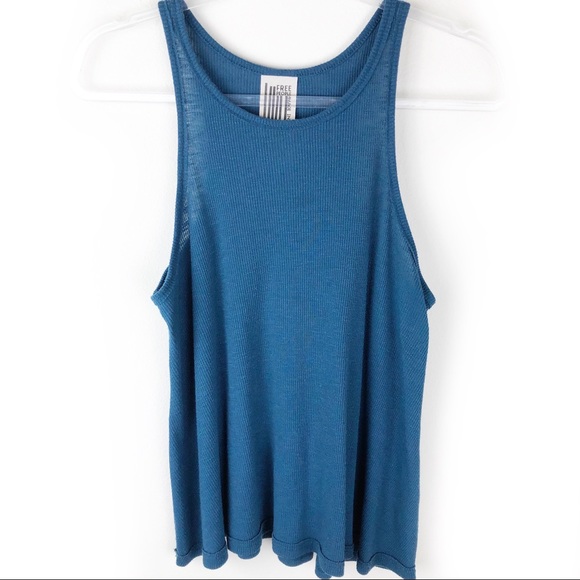 Free People Tops - Free People- Soft Blue ribbed tank flow hem size S